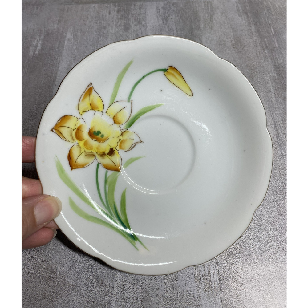 Merit Amenity Saucer White Yellow Floral 5.5" Porcelain Japan Art Pottery